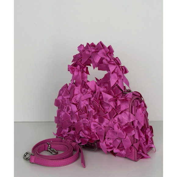 Balenciaga Handbags - Balenciaga Satin Bow-Embellished Hourglass Top Handle Bag in Fuchsia B1